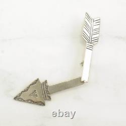 Native American Sterling Silver Brooch Stamped Articulated Arrow