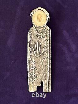 Native American Sterling Silver Cast Brooch Pendant Anthony LAVATO 42+ Grams