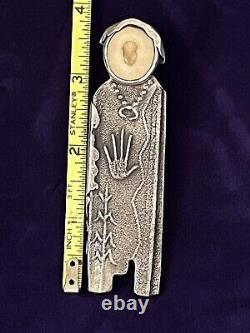 Native American Sterling Silver Cast Brooch Pendant Anthony LAVATO 42+ Grams