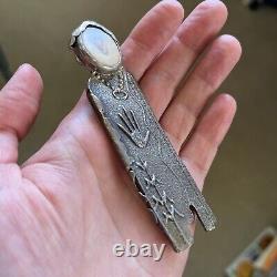 Native American Sterling Silver Cast Brooch Pendant Anthony LAVATO 42+ Grams