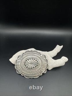 Native American Sterling Silver Concho Lapel Pin Artist LM 31g