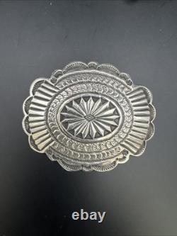 Native American Sterling Silver Concho Lapel Pin Artist LM 31g