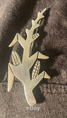 Native American Sterling Silver Corn Stalk Brooch Pin Gary Custer Signed