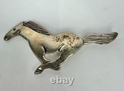 Native American Sterling Silver Horse Brooch