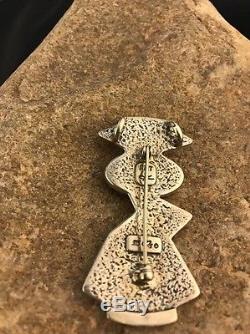 Native American Sterling Silver Inlay Turquoise Pin Pendant 2