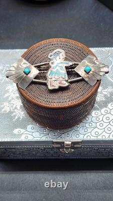 Native American Sterling Silver Kachina Bar Pin 4 Vintage