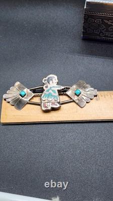 Native American Sterling Silver Kachina Bar Pin 4 Vintage