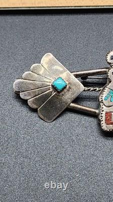 Native American Sterling Silver Kachina Bar Pin 4 Vintage