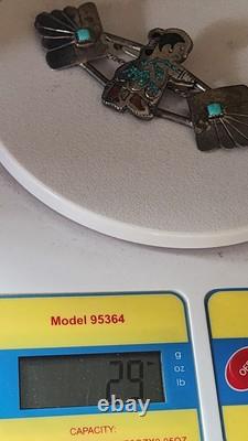 Native American Sterling Silver Kachina Bar Pin 4 Vintage