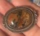 Native American Sterling Silver Moss Agate Brooch Pin Rare