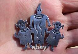 Native American Sterling Silver Mudhead Kachina Brooch Pin 1-7/8