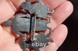 Native American Sterling Silver Mudhead Kachina Brooch Pin 1-7/8