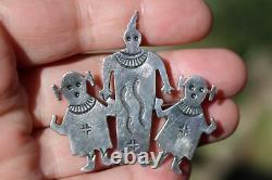 Native American Sterling Silver Mudhead Kachina Brooch Pin 1-7/8