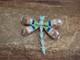 Native American Sterling Silver & Multi Stone Inlay Dragonfly Pendant Pin By