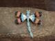 Native American Sterling Silver & Multi Stone Inlay Dragonfly Pendant Pin By