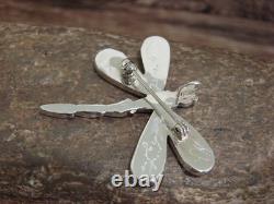 Native American Sterling Silver & Multi Stone Inlay Dragonfly Pendant Pin by
