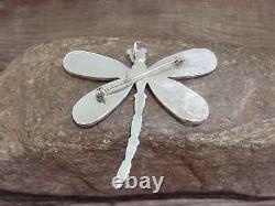 Native American Sterling Silver & Multi Stone Inlay Dragonfly Pendant Pin by