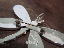 Native American Sterling Silver & Multi Stone Inlay Dragonfly Pendant Pin by