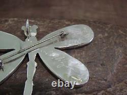 Native American Sterling Silver & Multi Stone Inlay Dragonfly Pendant Pin by