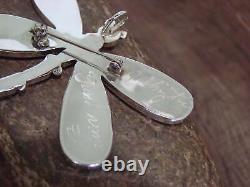 Native American Sterling Silver & Multi Stone Inlay Dragonfly Pendant Pin by