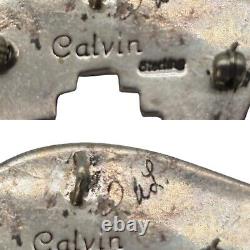 Native American Sterling Silver Multi Stone Overlay Bear Pin