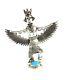 Native American Sterling Silver Navajo Eagle Silver Katchina Pin Pendant
