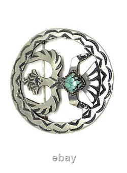 Native American Sterling Silver Navajo Handmade Natural Turquoise Kachina Pin