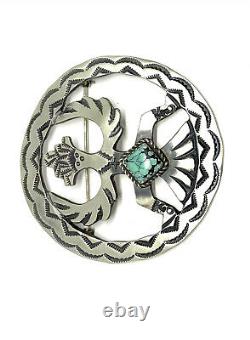 Native American Sterling Silver Navajo Handmade Natural Turquoise Kachina Pin