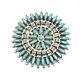 Native American Sterling Silver Navajo Handmade Turquoise Cluster Pin/ Pendent