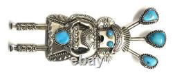 Native American Sterling Silver Navajo Handmade Turquoise Katchina Pin