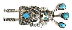 Native American Sterling Silver Navajo Handmade Turquoise Katchina Pin