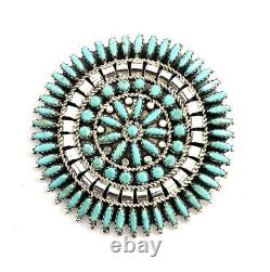 Native American Sterling Silver Navajo Handmade Turquoise Pin / Pendant