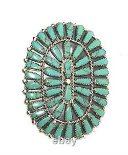 Native American Sterling Silver Navajo Handmade Turquoise cluster bin / pendent