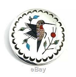 Native American Sterling Silver Navajo Multicolored Hummingbird Pin / Pendant