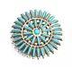 Native American Sterling Silver Needle Point Handmade Turquoise Zuni Pin Pendant