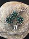 Native American Sterling Silver Old Pawn Turquoise Pin