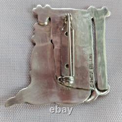 Native American Sterling Silver Pendant Pin SIGNED Lambert Perry Woman Weaver