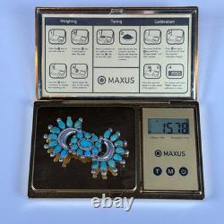 Native American Sterling Silver Petite Point Brooch 15.78g