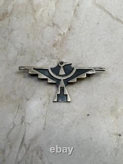 Native American Sterling Silver Thunderbird Pin/Brooch Signed 2 x 1 Inch 4.8 G
