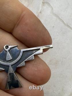 Native American Sterling Silver Thunderbird Pin/Brooch Signed 2 x 1 Inch 4.8 G