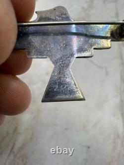Native American Sterling Silver Thunderbird Pin/Brooch Signed 2 x 1 Inch 4.8 G