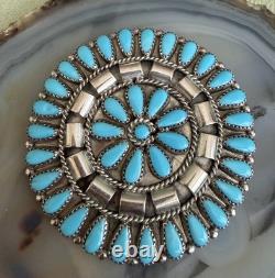 Native American Sterling Silver Turquoise Brooch Pin