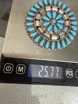 Native American Sterling Silver Turquoise Brooch Pin
