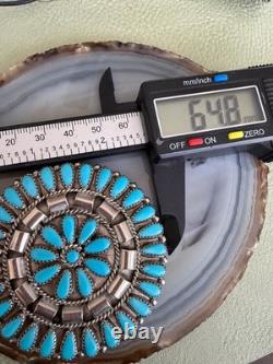 Native American Sterling Silver Turquoise Brooch Pin