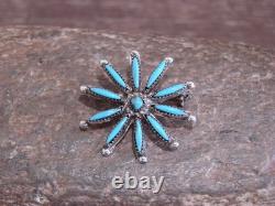 Native American Sterling Silver & Turquoise Cluster Pendant Pin by Kaamasee