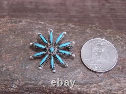 Native American Sterling Silver & Turquoise Cluster Pendant Pin by Kaamasee