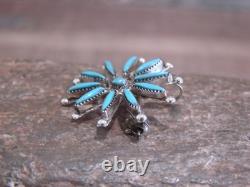 Native American Sterling Silver & Turquoise Cluster Pendant Pin by Kaamasee