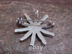 Native American Sterling Silver & Turquoise Cluster Pendant Pin by Kaamasee