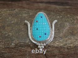 Native American Sterling Silver & Turquoise Corn Maize Pin & Pendant Etsate