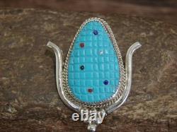 Native American Sterling Silver & Turquoise Corn Maize Pin & Pendant Etsate